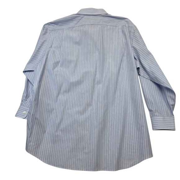 Paul Fredrick Mens 17 1/2 33 Blue Striped Long Sleeve Button Down Dress Shirt - Picture 3 of 6